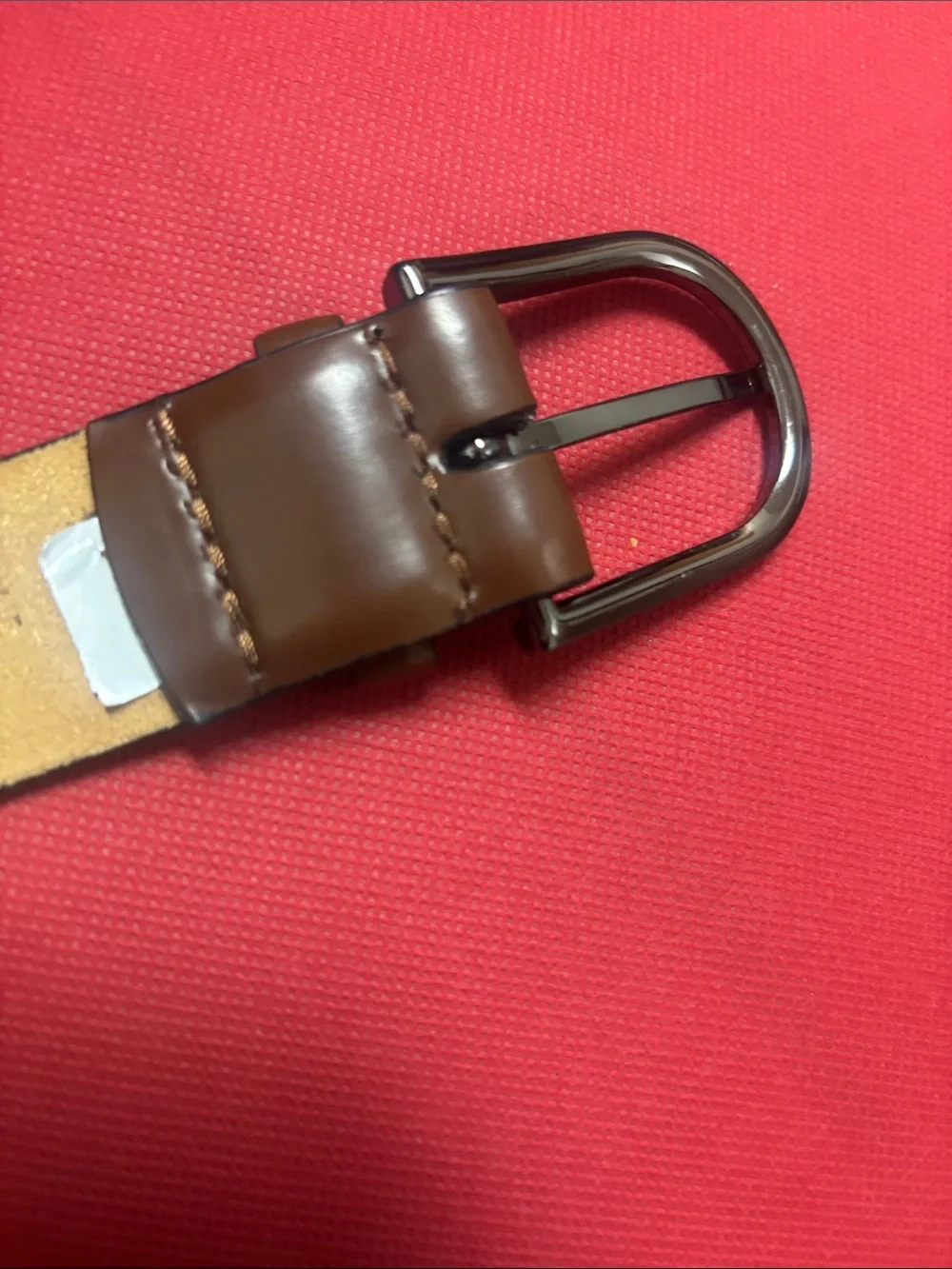 Kenneth Cole brown coated leather Belt with Embossed Logo